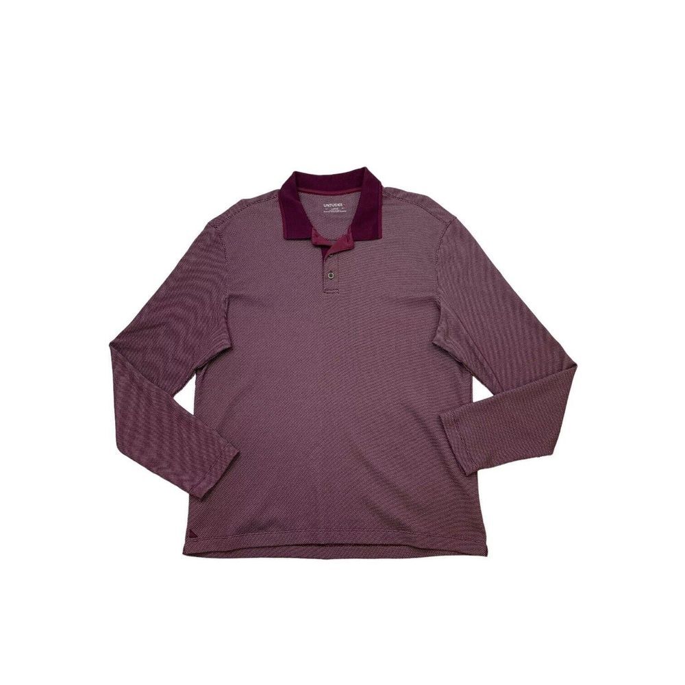 UNTUCKit Polo Shirt Mens Size Large Purple Boscarelli Long Sleeve Stretch Cotton